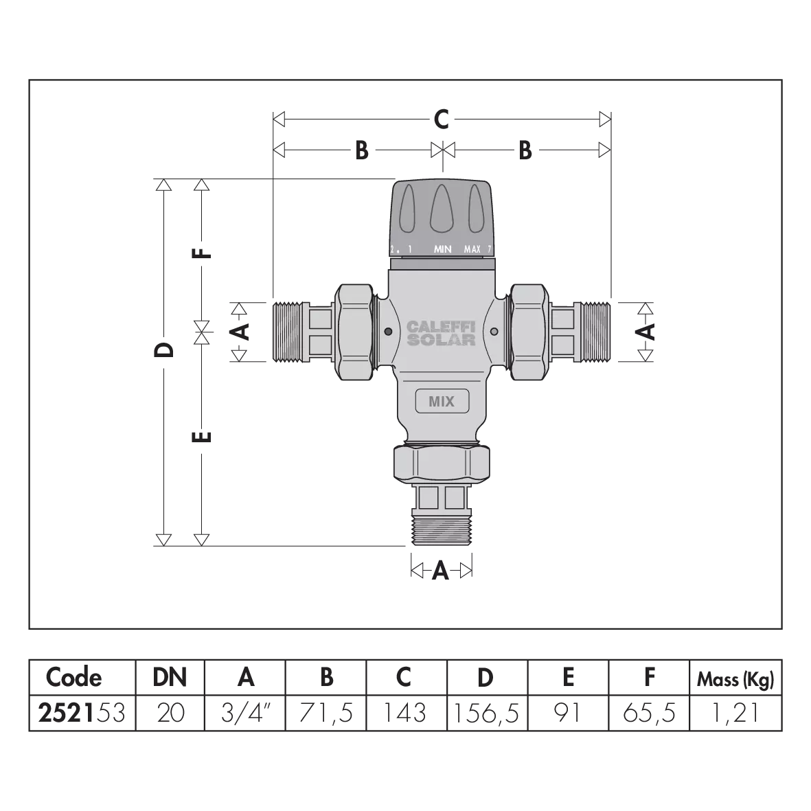 Caleffi Adjustable Thermostatic Mixing Valve