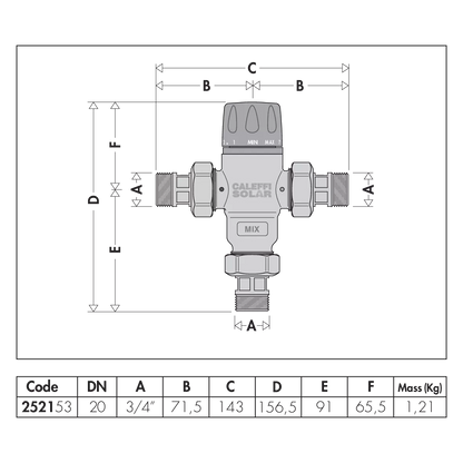 Caleffi Adjustable Thermostatic Mixing Valve