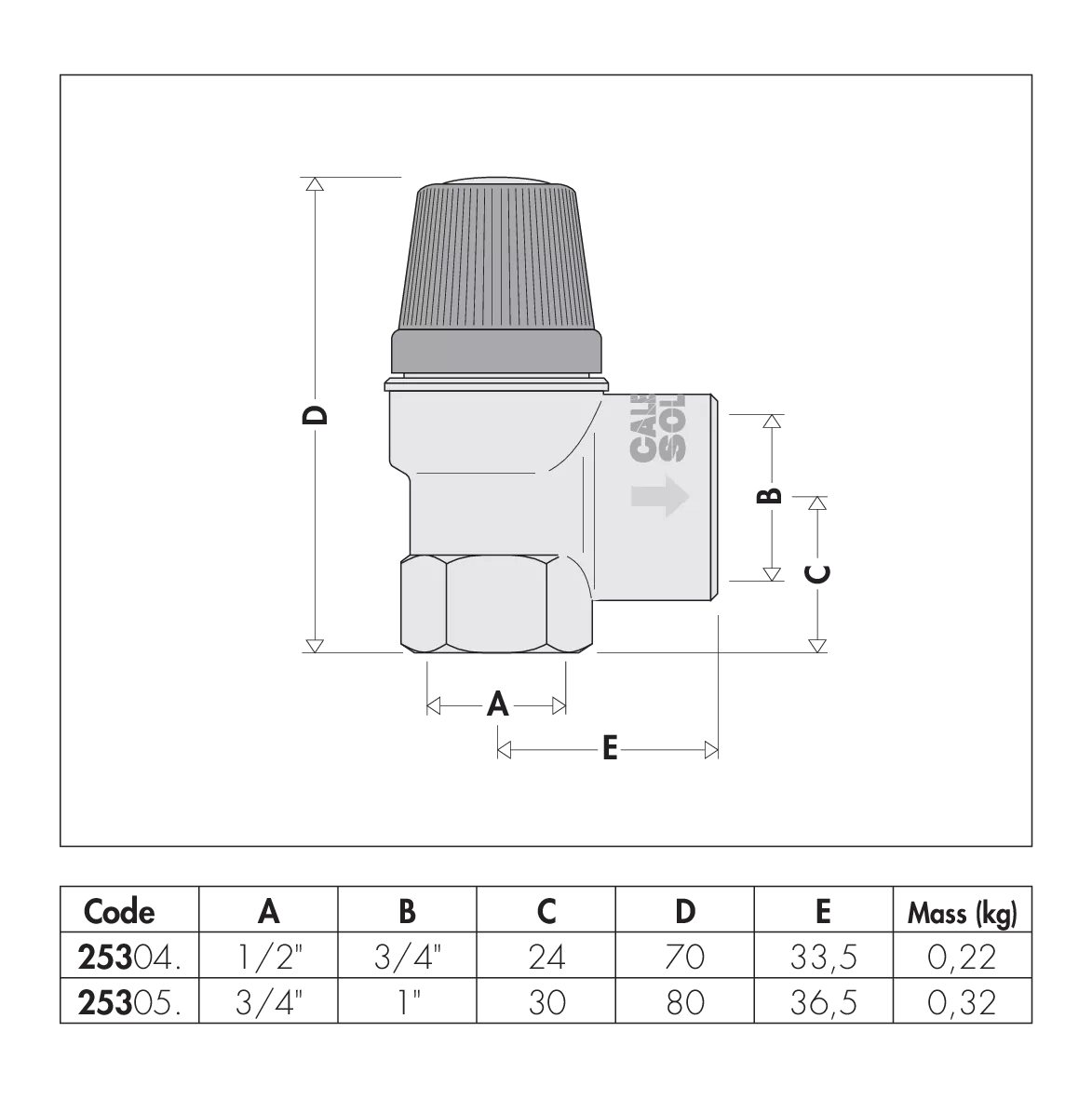 Caleffi Safety Relief Valve